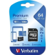MEMORIA FLASH VERBATIM MICRO SDHC 64GB CON ADAPTADOR 80