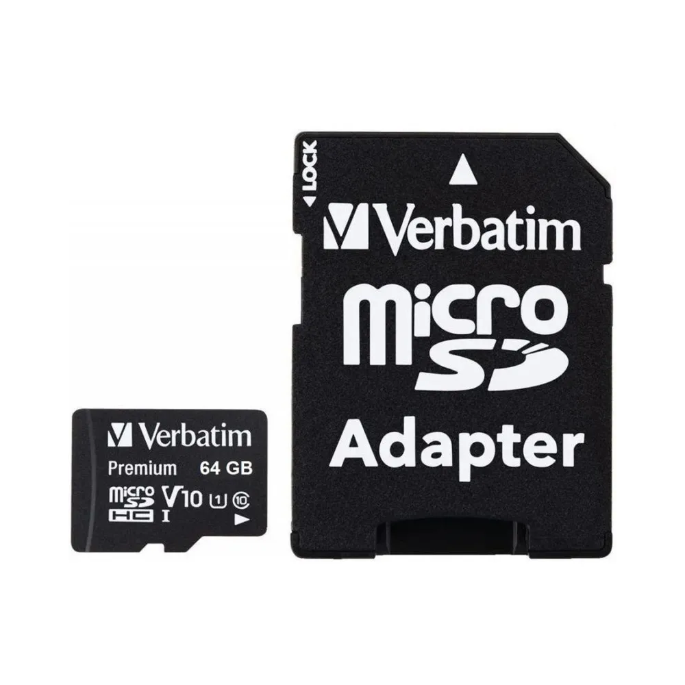 MEMORIA FLASH VERBATIM MICRO SDHC 64GB CON ADAPTADOR 80