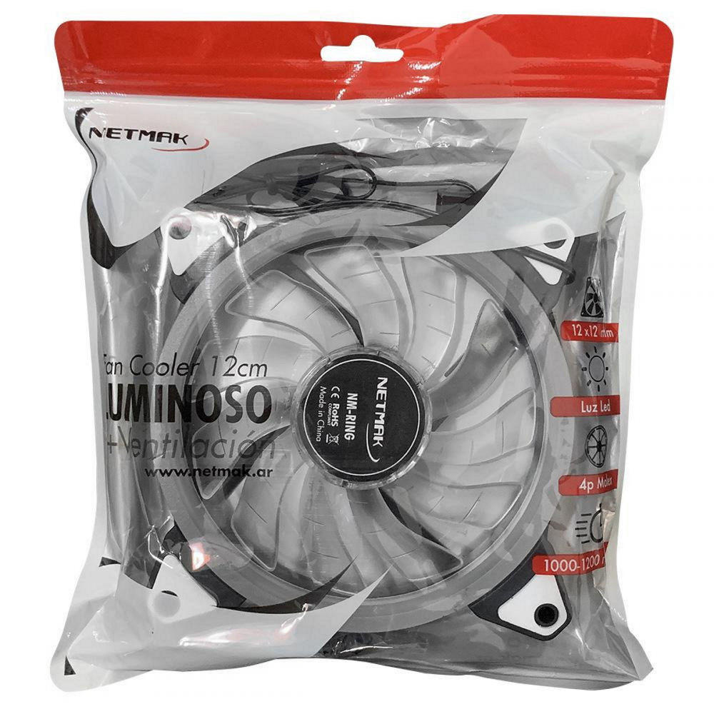 COOLER NETMAK 5V 3PINES 120X120MM NEGRO RGB