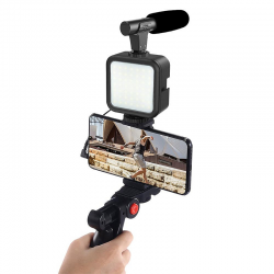 KIT STREAMING SOPORTE+LUZ LED+MICROFONO+TRIPODE NM-STREAM