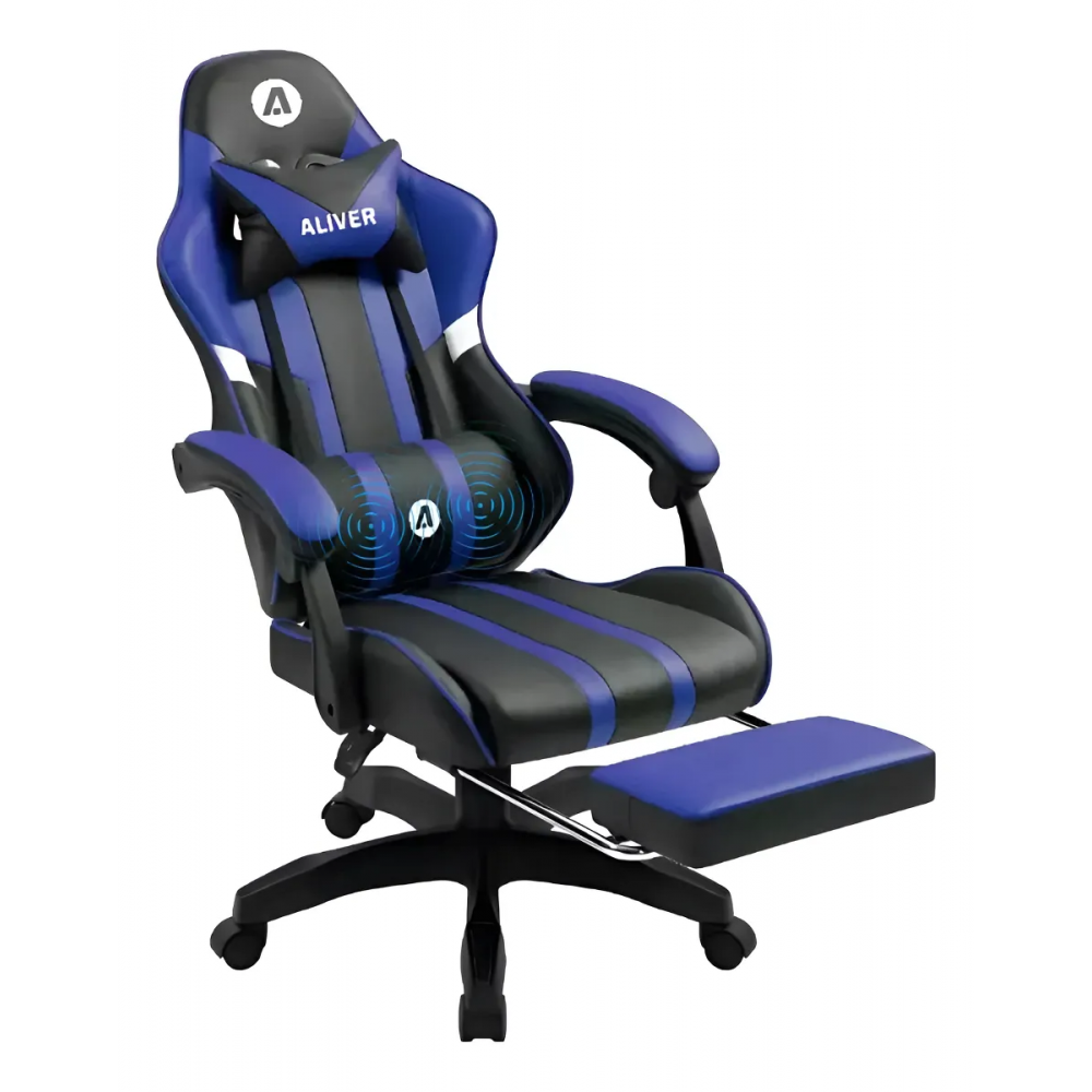 SILLON GAMER ALIVER RAPTOR REPOSAPIES MASAJES AZUL AL-GC9910