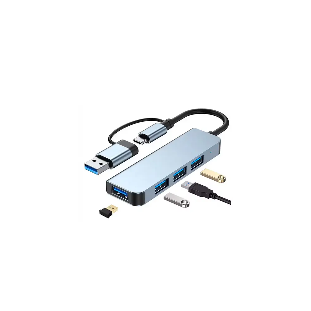 HUB USB-C CON ADAP USB-A A 4XUSB-A3.0 GADNIC ADAP0029